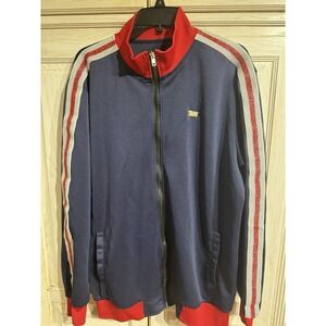 REASON Men's Navy Full Zip Jacket Striped Shimmer Sleeves Sz XL